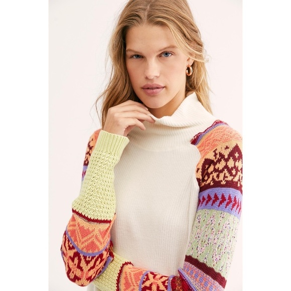 [Free People] Patterned Ivory Knit Sweater - Picture 9 of 15